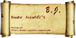 Baahr Jozafát névjegykártya